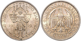 3 Reichsmark 1929 E 1000 Jahre Burg und Stadt Meissen. Jaeger&nbsp;338. . 

vz-st