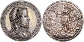 Haus Habsburg. 
Karl V. 1519-1556. Silbermedaille 1567 (v. Longhelinck) auf seine Tochter Margarete, Herzogin von Parma. Exemplar der NG SA Auktion 4...