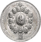 Haus Habsburg. 
Leopold I. 1657-1705. Einseitiger Zinnabschlag der Stammbaum-Medaille 1690 (v. Brunner/Nürnberger), auf der Rückseite mit altem Besch...