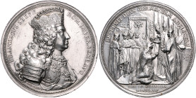 Haus Habsburg. 
Franz I. 1745-1765. Silbermedaille 1745 (v. Holtzhey) auf seine Krönung in Frankfurt. Slg.&nbsp;Mont.&nbsp;1765, J.+F.&nbsp;781. min....