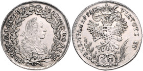 Haus Habsburg. 
Josef II. als Mitregent 1765-1780. 20 Kreuzer 1771 G Nagybanya. Huszar&nbsp;1844. Rs. leichte Prägeschwäche. 

vz+