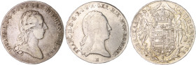 Haus Habsburg. 
Josef II. 1780-1790. Lot von 3 Stücken: Konventionstaler 1782 B (ss+, Hklsp.), Kronentaler 1790 A (ss) und Franz II.(I.) Kronentaler ...