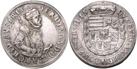 Grafschaft Tirol. 
Erzherzog Ferdinand 1564-1595. Taler o.J. Hall. Davenport&nbsp;-, Moser/Tursky&nbsp;273. Kratzer. 

ss-vz