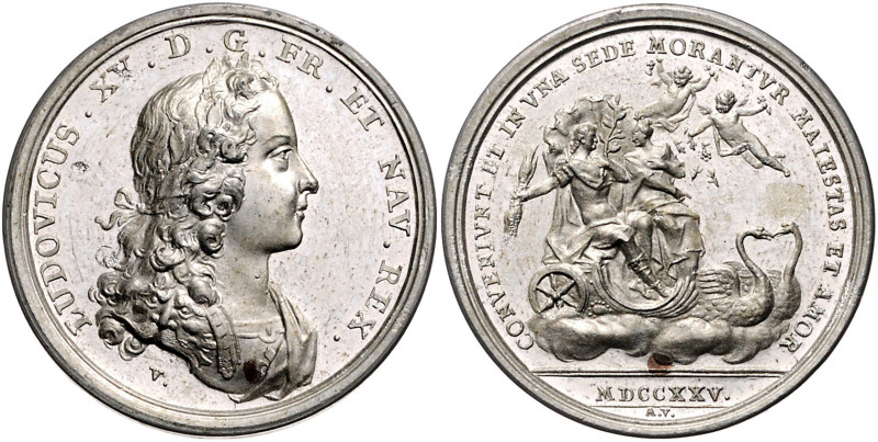 Polen. 
August II. 1697-1706 und 1709-1733. Zinnmedaille 1725 (v. Vestner) auf ...