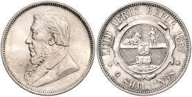 Südafrika. 
Südafrikanische Republik 1837-1901. 2 Shilling 1897. K.M.&nbsp;6. . 

f.vz
