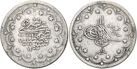 Türkei. 
Abdul Mejid (AH 1255-1277) 1839-1861. 10 Kurush 1255 Jahr 13. K.M.&nbsp;574. . 

ss-vz