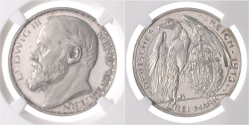 Medaillen von Karl Goetz. 
3 Mark-Probe 1913 Bayern, in versilbertem Kupfer. Kienast&nbsp;77, Slg.&nbsp;Böttcher&nbsp;5256, Schaaf&nbsp;52G1, Jaeger&...