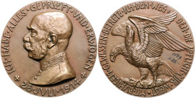 Medaillen von Karl Goetz. 
Bronzemedaille 1914 Kaiser Franz Joseph - auf die Mobilmachung. Kienast&nbsp;133, Slg.&nbsp;Böttcher&nbsp;5391. mit Tusche...