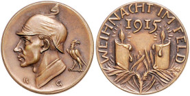 Medaillen von Karl Goetz. 
Bronzemedaille 1915 Soldat mit Pickelhaube - Weihnacht im Feld. Kienast&nbsp;246, Slg.&nbsp;Böttcher&nbsp;5633. 22,7&nbsp;...
