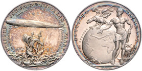 Medaillen von Karl Goetz. 
Silbermedaille 1924 Erinnerung an die Ozeanfahrt des Z.R. III, i.Rd: BAYER. HAUPTMÜNZAMT FEINSILBER. Kienast&nbsp;321, Slg...