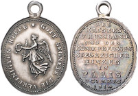 Befreiungskriege. 
Ovale Silbermedaille 1814 im Stil der Siegespfennige (v. Loos) auf den siegreichen Einzug des Kaisers von Russland und des Königs ...