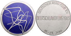 Luftfahrt. 
Versilberte Bronzeplakette 1963 (v. Hoffstätter) Erinnerungsplakette als Zeichen des Dankes für Förderung und Unterstützung des Deutschla...