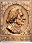 Musik. 
Liszt, Franz *1811 +1886. Bronzeplakette o.J. (v. M.&W. unsign.) Erinnerung an den Komponisten, mit Lebensdaten, aus der Serie 'Berühmte Mann...