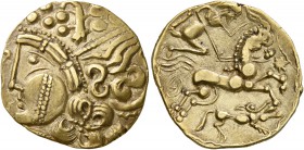 CELTIC, Northwest Gaul. Aulerci Eburovices. Late 2nd to first half of 1st century BC. Half Stater (Gold, 20 mm, 3.40 g, 10 h), 'au loup' type. Celtici...