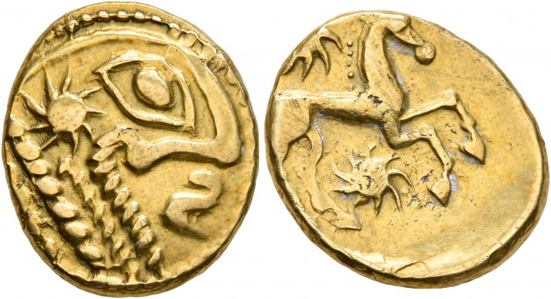 CELTIC, Northeast Gaul. Bellovaci. Circa 60-30/25 BC. Stater (Gold, 19 mm, 5.94 ...