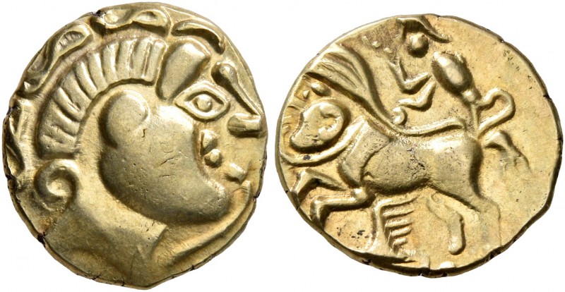 CELTIC, Northeast Gaul. Treveri. 2nd century BC. Quarter Stater (Electrum, 13 mm...