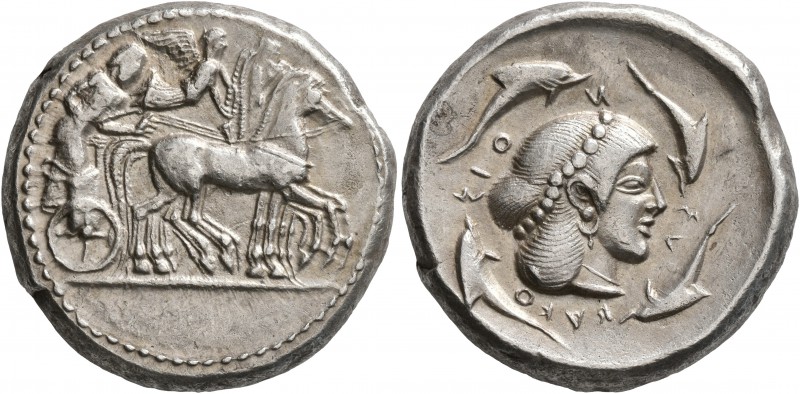 SICILY. Syracuse. Deinomenid Tyranny , 485-466 BC. Tetradrachm (Silver, 25 mm, 1...