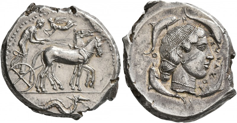 SICILY. Syracuse. Second Democracy , 466-405 BC. Tetradrachm (Silver, 27 mm, 17....