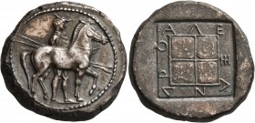 KINGS OF MACEDON. Alexander I, 498-454 BC. Oktadrachm (Silver, 29 mm, 28.34 g, 11 h), circa 479-475. Horseman, wearing kausia and chlamys, holding two...