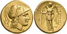 KINGS OF MACEDON. Alexander III ‘the Great’, 336-323 BC. Stater (Gold, 18 mm, 8.54 g, 1 h), Miletos, struck under Asandros, circa 323-319. Head of Ath...