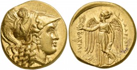 KINGS OF MACEDON. Alexander III ‘the Great’, 336-323 BC. Stater (Gold, 18 mm, 8.57 g, 7 h), Babylon I, struck under Seleukos I, circa 311-300. Head of...