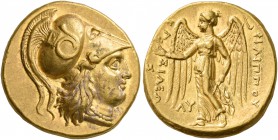 KINGS OF MACEDON. Philip III Arrhidaios, 323-317 BC. Stater (Gold, 18 mm, 8.58 g, 7 h), Babylon, struck under Archon, Dokimos, or Seleukos I. Head of ...