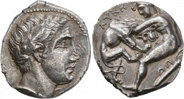 KINGS OF PAEONIA. Lykkeios, circa 359-335 BC. Tetradrachm (Silver, 24 mm, 12.83 g, 7 h), Astibos or Damastion. Laureate head of Apollo to right. Rev. ...