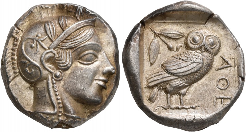 ATTICA. Athens. Circa late 450s-440s BC. Tetradrachm (Silver, 24 mm, 17.19 g, 1 ...