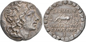 KINGS OF PONTOS. Mithradates VI Eupator, circa 120-63 BC. Tetradrachm (Silver, 29 mm, 16.79 g, 12 h), uncertain mint in Pontos, year 210 of the Bithyn...