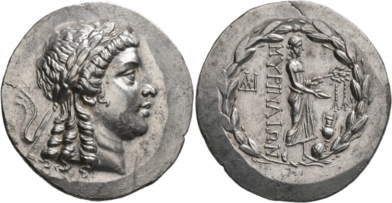 AEOLIS. Myrina. Circa 160-143 BC. Tetradrachm (Silver, 34 mm, 16.63 g, 1 h). Lau...