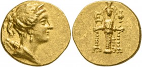 IONIA. Ephesos. 133-88 BC. Stater (Gold, 18 mm, 8.46 g, 1 h), circa 122/1-121/0. Draped bust of Artemis to right, wearing stephane and pendant earring...