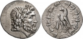 CARIA. Antioch ad Maeandrum. Circa 168/150-133 BC. Tetradrachm (Silver, 30 mm, 16.15 g, 12 h), Damokrates, magistrate. Laureate head of Zeus to right....