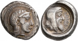 DYNASTS OF LYCIA. Kherei, circa 440/30-410 BC. Stater (Silver, 20 mm, 8.61 g, 6 h), Pinara. Head of Athena to right, wearing crested Attic helmet deco...