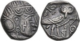 ARABIA, Southern. Saba'. 3rd-2nd century BC. Drachm (Silver, 16 mm, 4.97 g, 6 h), imitating Athens. Head of Athena to right, wearing crested Attic hel...