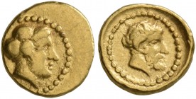 KYRENAICA. Kyrene. Circa 435-331 BC. 1/10 Stater (Gold, 8 mm, 0.81 g, 9 h). Head of a female to right. Rev. Head of Ammon to right with ram's horn ove...