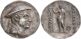 BAKTRIA, Greco-Baktrian Kingdom. Antimachos I , circa 180-165 BC. Tetradrachm (Silver, 32 mm, 17.03 g, 12 h). Diademed and draped bust of Antimachos I...