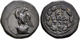 PHRYGIA. Cibyra. Pseudo-autonomous issue . 1/3 Assarion (Orichalcum, 15 mm, 2.49 g, 12 h), time of the Antonines, 138-192. Eagle standing left on alta...