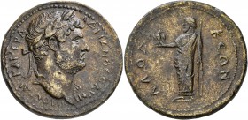 PHRYGIA. Laodicea ad Lycum. Hadrian , 117-138. Medallion (Orichalcum, 38 mm, 36.37 g, 1 h), June 129 (?). AY KAI TPA AΔPIANOC ΟΛYΜΠIOC Laureate head o...