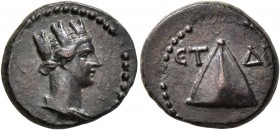 CAPPADOCIA. Caesaraea-Eusebia. Pseudo-autonomous issue . 1/3 Assarion (Bronze, 16 mm, 3.52 g, 1 h), time of Trajan, RY 14 = 111/2. Turreted and draped...