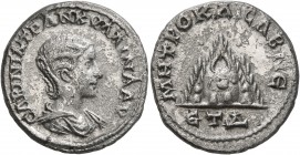 CAPPADOCIA. Caesaraea-Eusebia. Tranquillina , Augusta, 241-244. Didrachm (Silver, 20 mm, 5.78 g, 12 h), RY 4 of Gordian III = 240/1. CABINIA TPANKYΛΛI...