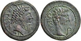 SYRTICA. Sabratha. Augustus , 27 BC-AD 14. 'As' (Bronze, 25 mm, 9.64 g, 8 h). SBRT'N - MN ŞY (in Neo-Punic) Head of Serapis to right, wearing kalathos...
