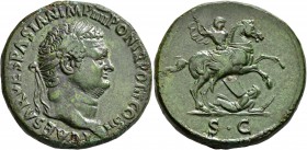 Titus, as Caesar, 69-79. Sestertius (Orichalcum, 32 mm, 26.94 g, 7 h), Rome, 72-73. T CAESAR VESPASIAN IMP IIII PON TR POT II COS II Laureate head of ...
