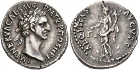 Nerva, 96-98. Denarius (Silver, 18 mm, 3.54 g, 6 h), Rome, 18 September-circa mid October 96. IMP NERVA CAES AVG P M TR P COS II P P Laureate head of ...