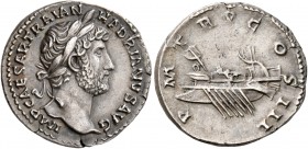 Hadrian, 117-138. Denarius (Silver, 19 mm, 3.37 g, 7 h), Rome, 119-125. IMP CAESAR TRAIAN HADRIANVS AVG Laureate head of Hadrian to right. Rev. P M TR...