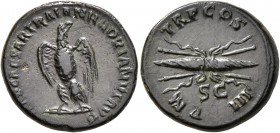 Hadrian, 117-138. Quadrans (Orichalcum, 19 mm, 3.90 g, 5 h), Rome, 121-122. IMP CAESAR TRAIAN HADRIANVS AVG Eagle standing left, wings spread and head...