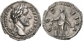 Antoninus Pius, 138-161. Denarius (Silver, 18 mm, 3.52 g, 7 h), Rome, 148-149. ANTONINVS AVG PIVS P P TR P XII Laureate head of Antoninus Pius to righ...
