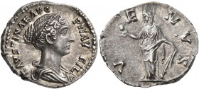 Faustina Junior, Augusta, 147-175. Denarius (Silver, 18 mm, 3.63 g, 6 h), Rome, circa 147-150. FAVSTINAE AVG PII AVG FIL Draped bust of Faustina II to...