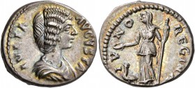 Julia Domna, Augusta, 193-217. Denarius (Silver, 18 mm, 3.78 g, 6 h), Laodicea, circa 196-202. IVLIA AVGVSTA Draped bust of Julia Domna to right. Rev....