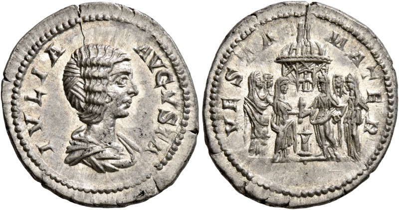 Julia Domna, Augusta, 193-217. Denarius (Silver, 21 mm, 3.94 g, 12 h), Rome, 196...