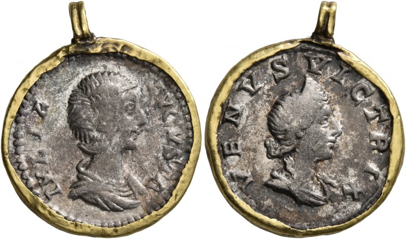 Julia Domna, Augusta, 193-217. Denarius (Silver, 19 mm, 3.51 g, 12 h), Rome, 206...